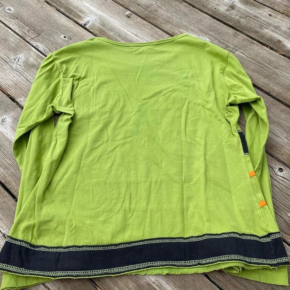 Dragonfly 70s lime green patchwork blouse - image 3